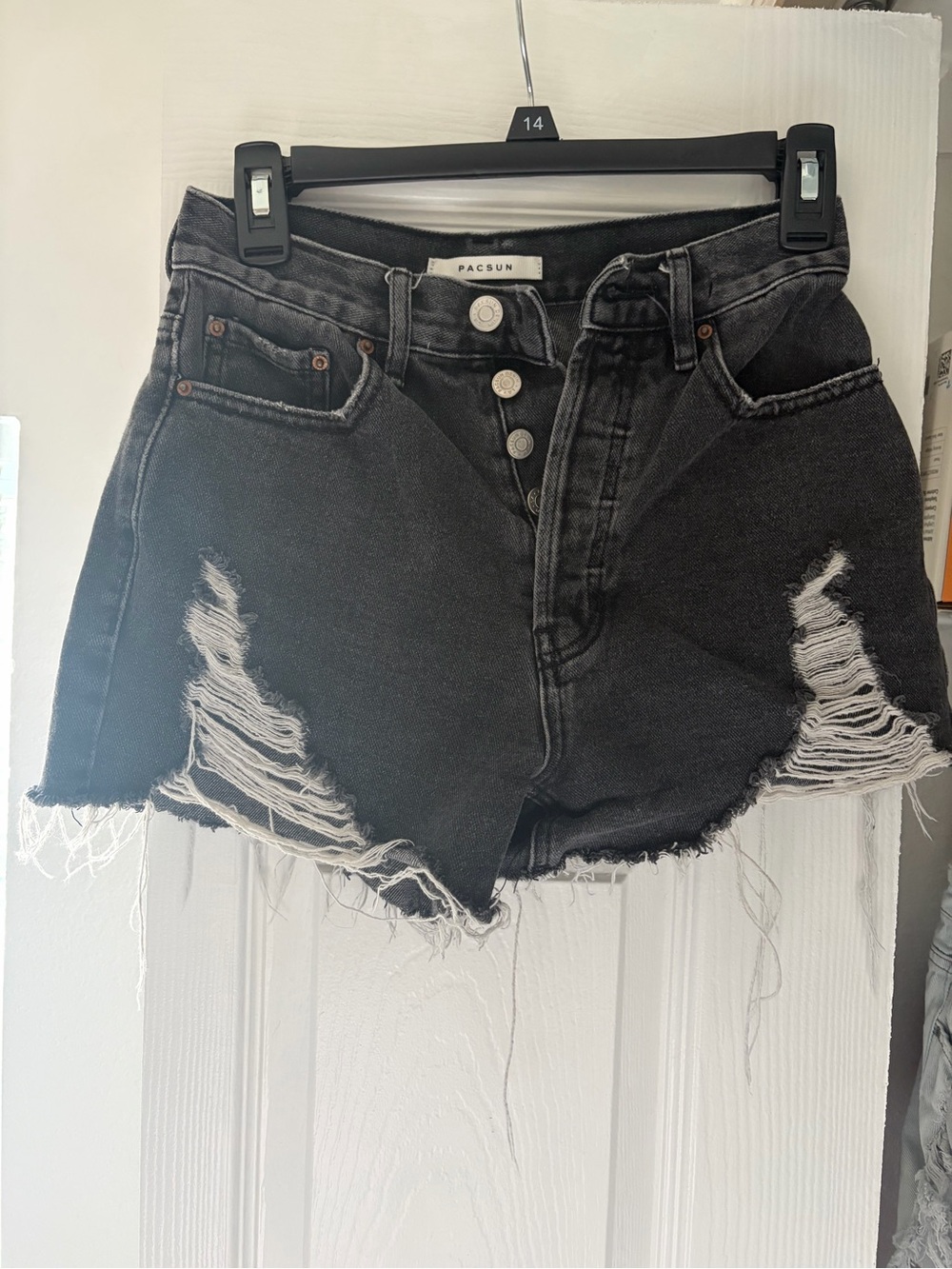 PacSun Black Distressed High-Rise Denim Shorts